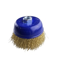 Щетка для УШМ чашечная 65 мм, 2,5", волнистая, латунированная, "MAXIMUM" MX 17719